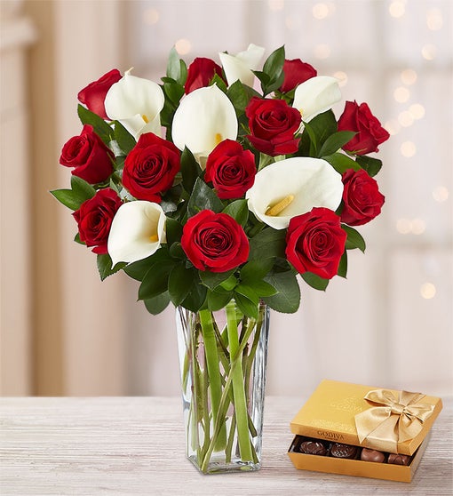 Holiday Red Rose & Calla Lily Bouquet Flower Bouquet