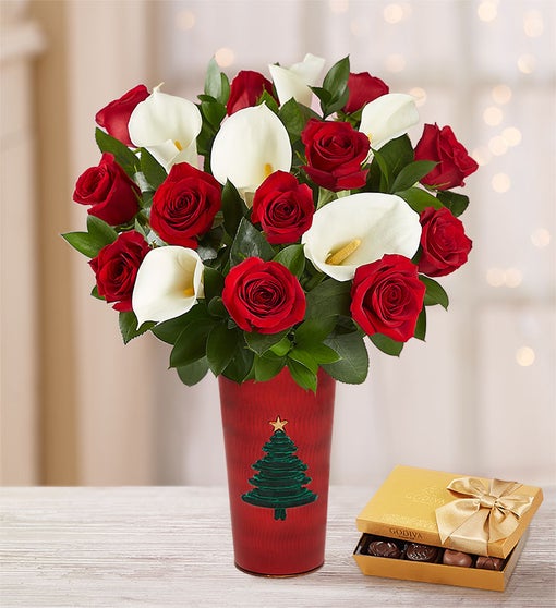 Holiday Red Rose & Calla Lily Bouquet