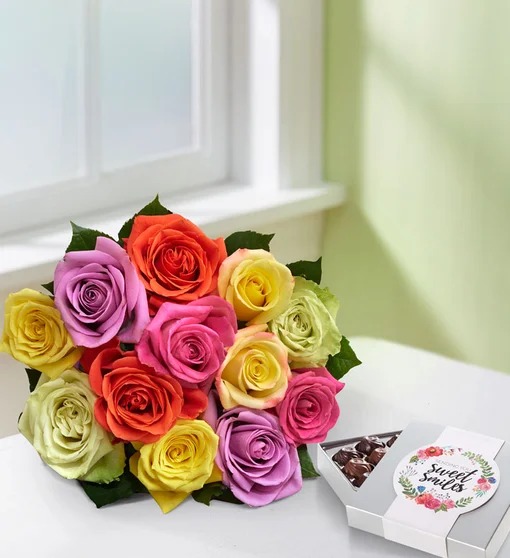 One Dozen Assorted Roses for Mother's Day
 Flower Bouquet