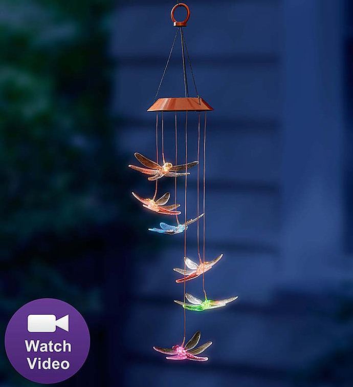 Solar Color-Changing Dragonfly Wind Chime
