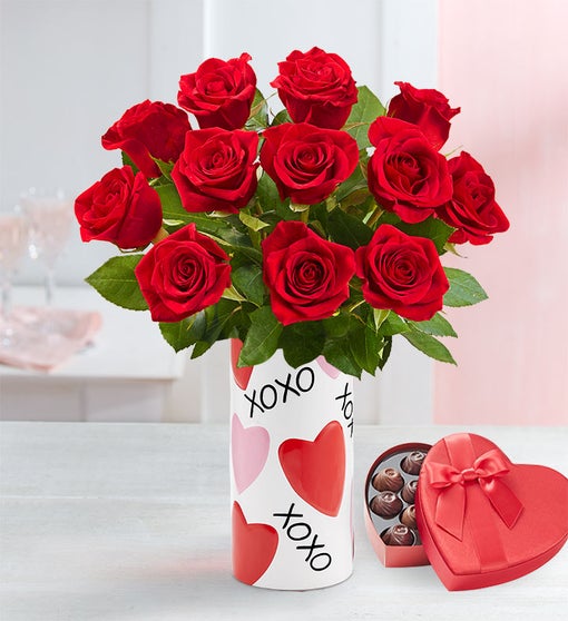 A Romantic Red Roses Flower Bouquet