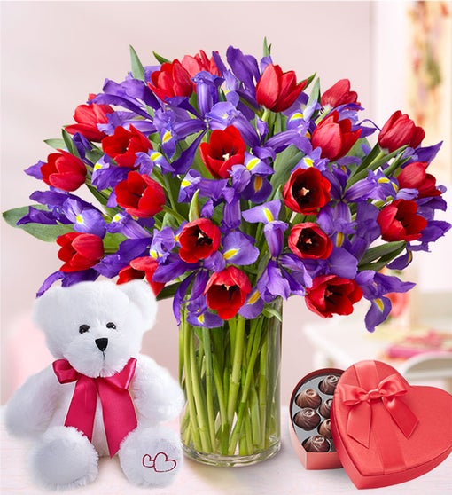 Deluxe Bunches of Love Tulip & Iris Flower Bouquet