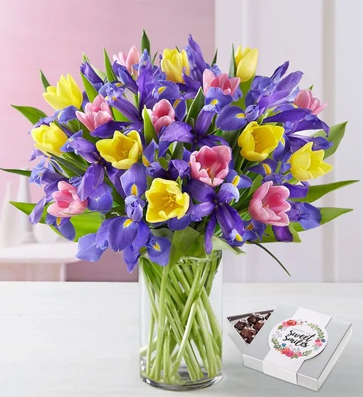 Deluxe Fanciful Spring Tulip & Iris Bouquet
 Flower Bouquet