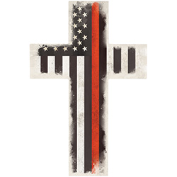 "Thin Red Line" Wall Cross