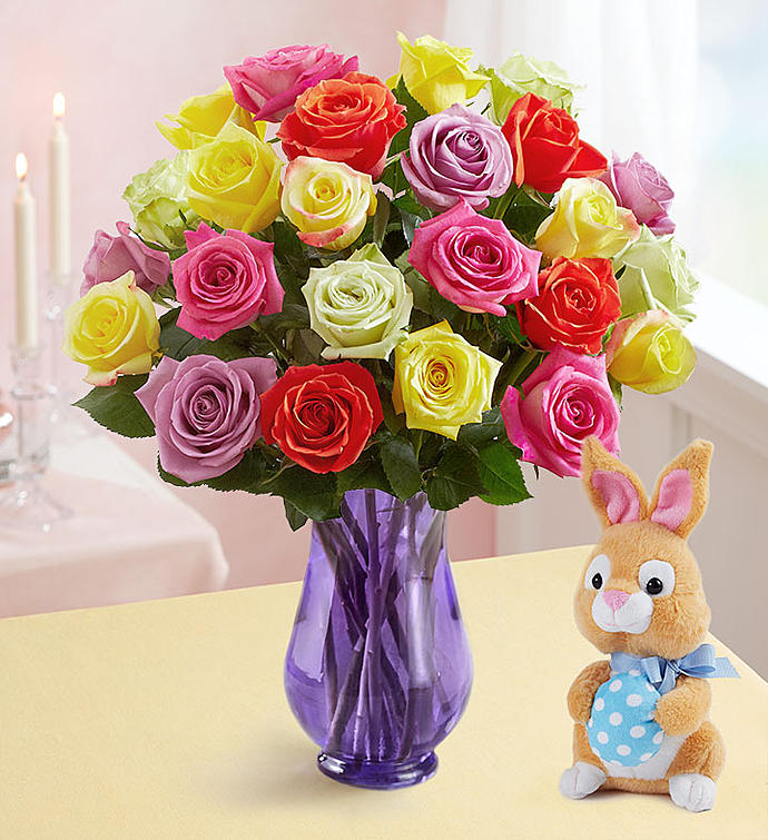 Easter Roses with Bunny
 Flower Bouquet