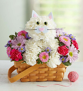 Fabulous Feline - Cat Flower Basket