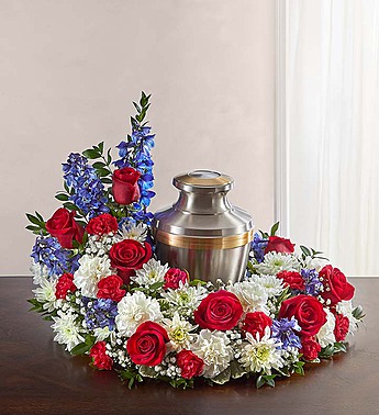 Red, White & Blue Cremation Wreath 