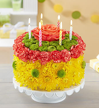 Birthday Wishes Flower Cake™ Yellow Flower Bouquet