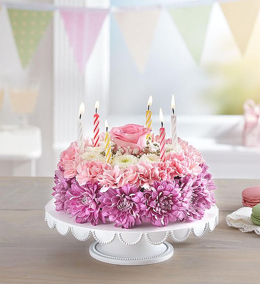 Birthday Wishes - Pastel Floral Birthday Cake