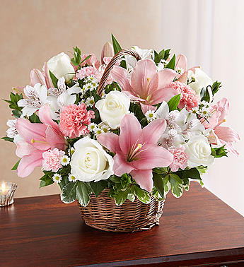 Peace, Prayers & Blessings™ Pink & White Flower Bouquet