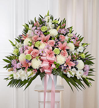 Heartfelt Sympathies™ Standing Basket- Pastel Flower Bouquet