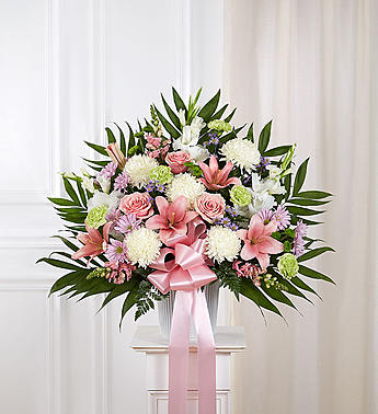 Heartfelt Sympathies™ Standing Basket- Pastel Flower Bouquet