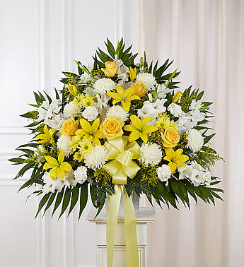 Heartfelt Sympathies™ Standing Basket- Yellow Flower Bouquet