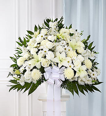Heartfelt Sympathies™ Standing Basket- White Flower Bouquet