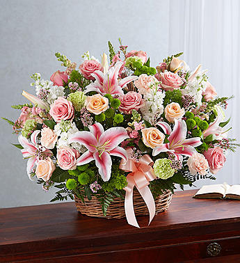 Pastel Sympathy Basket Arrangement Flower Bouquet