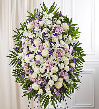 Lavender & White Sympathy Standing Spray Flower Bouquet