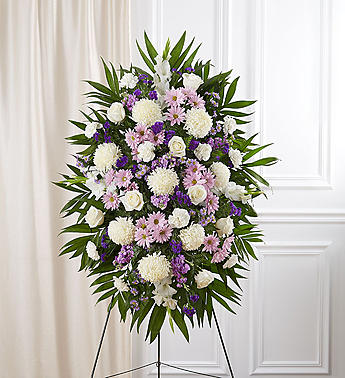 Lavender & White Sympathy Standing Spray Flower Bouquet