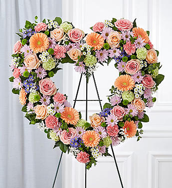Always Remember™ Floral Heart Tribute- Pastel Flower Bouquet