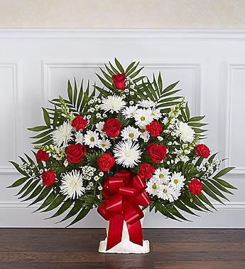 Heartfelt Tribute™ Floor Basket- Red & White