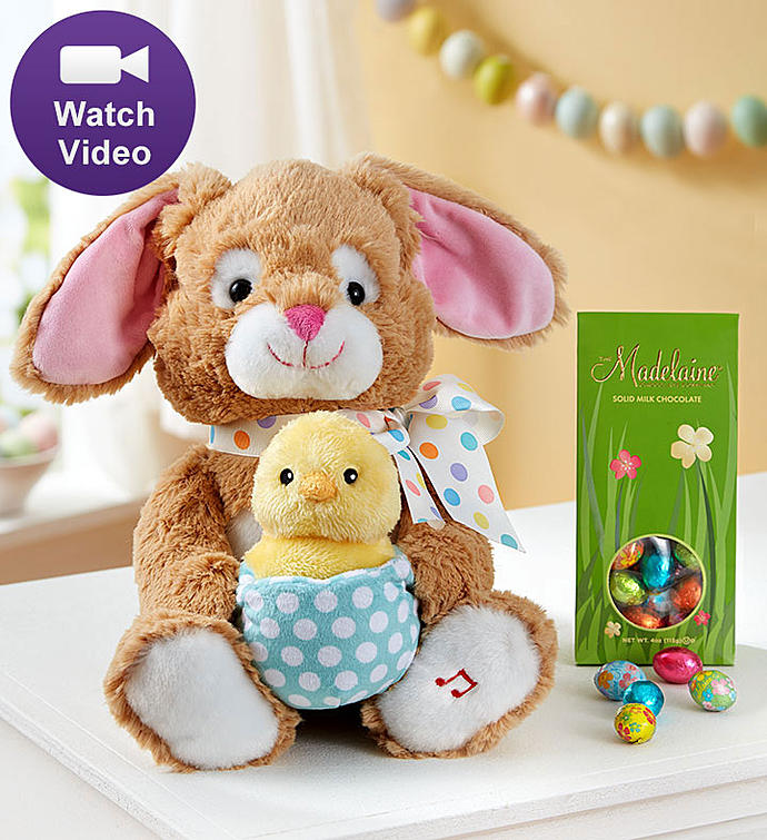 Animated Bunny And Chocolate Eggs
 Flower Bouquet