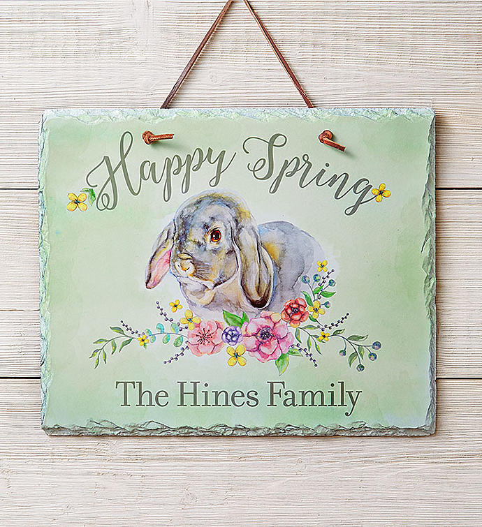 Personalized Happy Spring Bunny Sign
