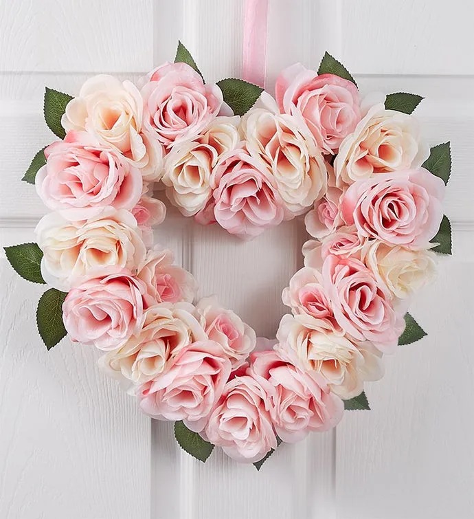 Pink Rose Heart Shaped Wreath- 16