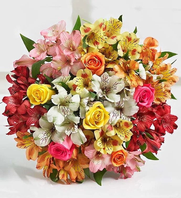 Assorted Roses & Peruvian Lily Bouquet for Mom
