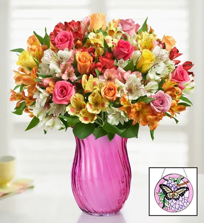 Assorted Roses & Peruvian Lily Bouquet for Mom
