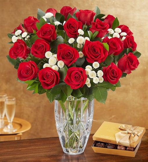 Premium Long Stem Red Roses Flower Bouquet