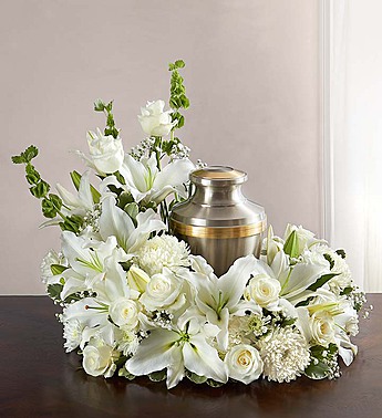 Cremation Wreath - All White Flower Bouquet