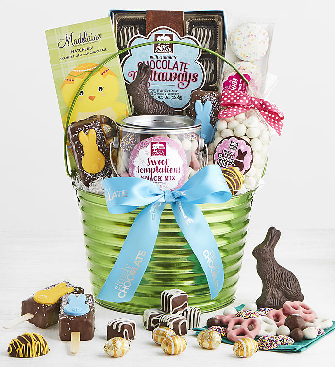 Simply Chocolate Exclusive Happy Easter Basket
 Flower Bouquet