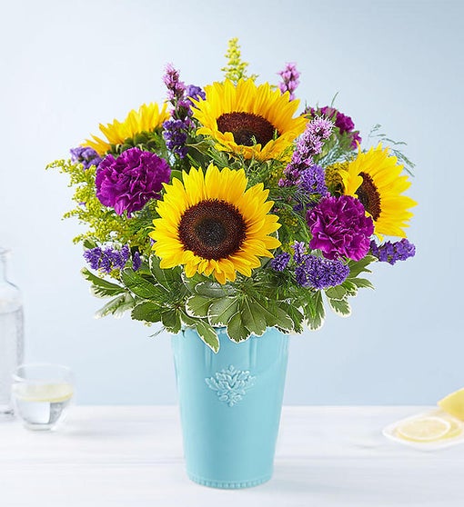 Golden Sunflowers™ in Rustic Charm Vase