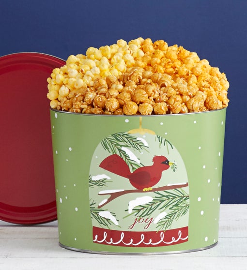 The Popcorn Factory Magical Holiday 3-Flavor Tin Flower Bouquet