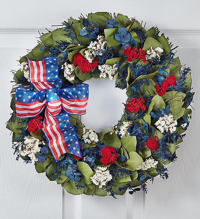 Preserved Red, White and Beautiful Wreath - 16"
