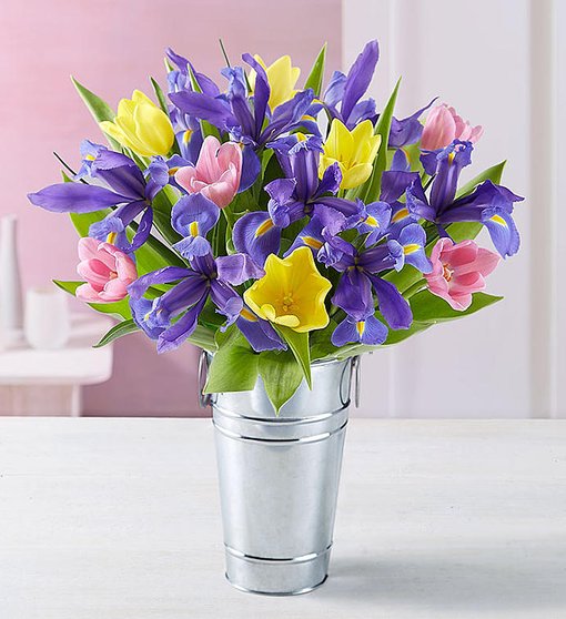  
Fanciful Spring Tulip & Iris Bouquet