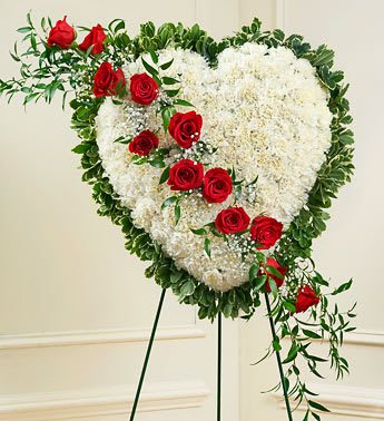 Always in My Heart™ Floral Heart- Red & White Flower Bouquet