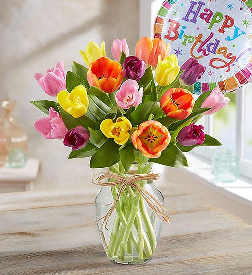 Timeless Tulips® Happy Birthday
 Flower Bouquet