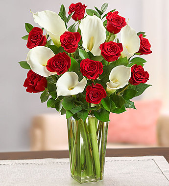 Stunning Red Rose & Calla Lily Bouquet Flower Bouquet