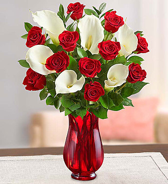 Stunning Red Rose & Calla Lily Bouquet Flower Bouquet