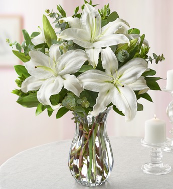 All White Lily Bouquet for Sympathy