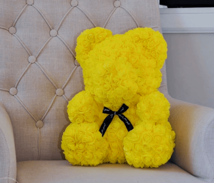 40cm Luxury Yellow Rose Bear in Classic Gift Box