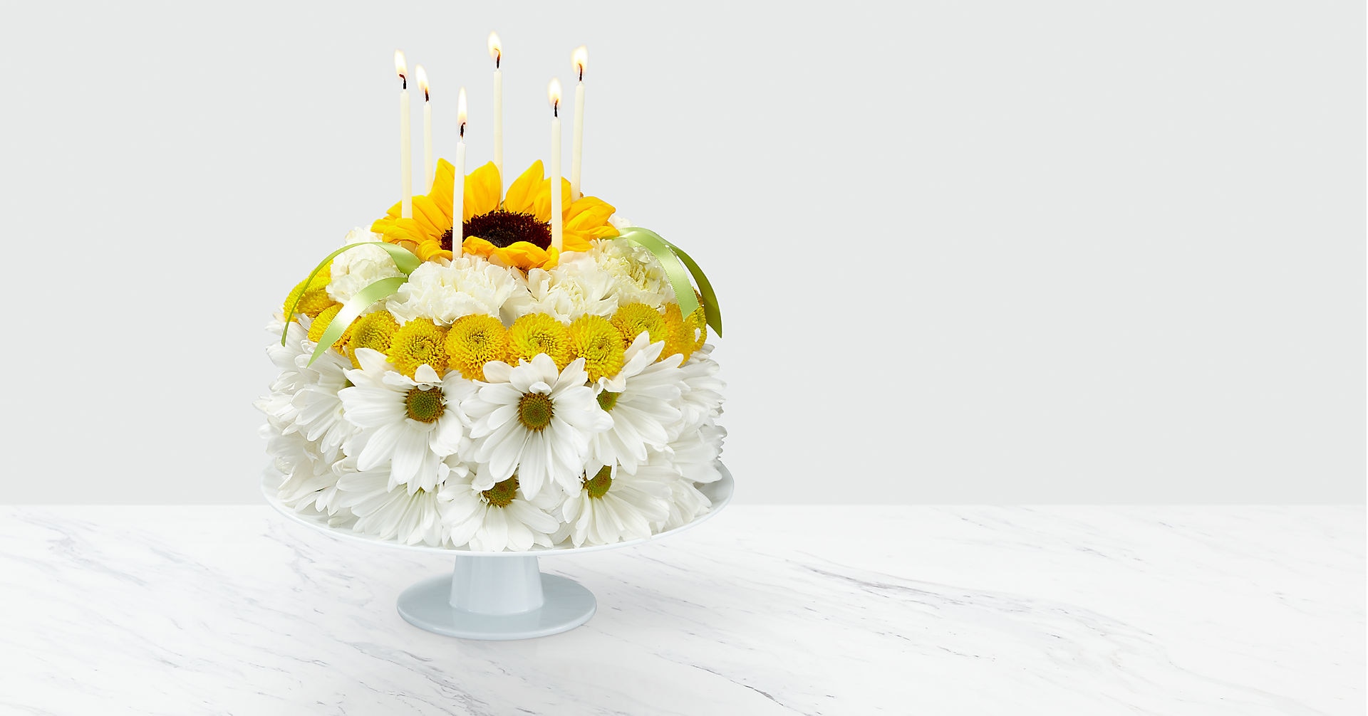 Birthday Smiles - Yellow & White Floral Cake
