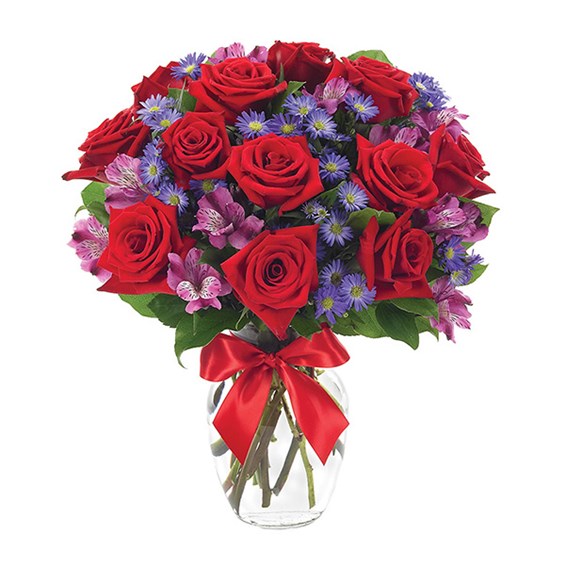 Red & Shades of Purple Bqt Flower Bouquet
