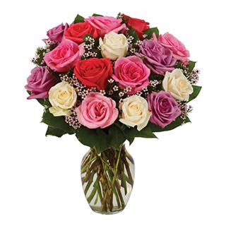 15 Assorted Roses - Pastel Flower Bouquet