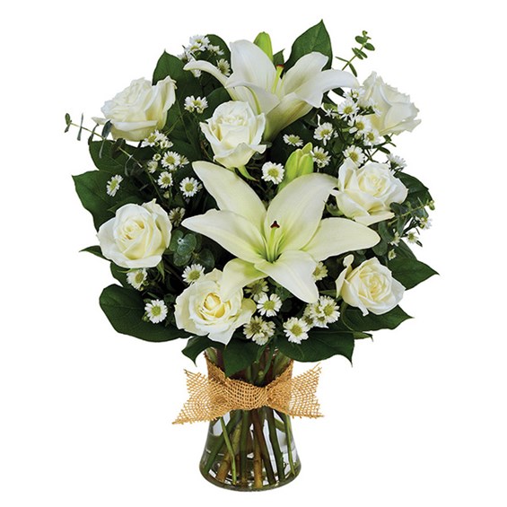 Tribute Mixed Vase Arrangement - All White