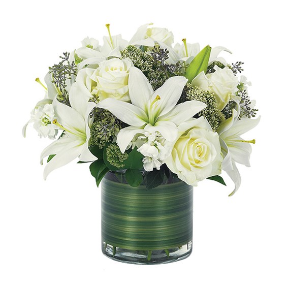 Lovely Lily & Roses Bouquet-All White