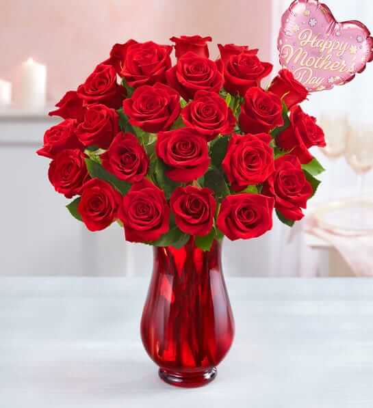 Two Dozen Red Roses for Mother's Day Flower Bouquet