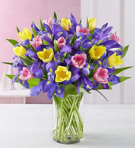 Deluxe Fanciful Spring Tulip & Iris Bouquet