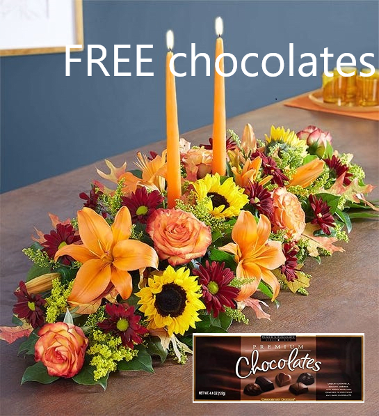 The Fields Of Europe Centerpiece + FREE Chocolate box Flower Bouquet