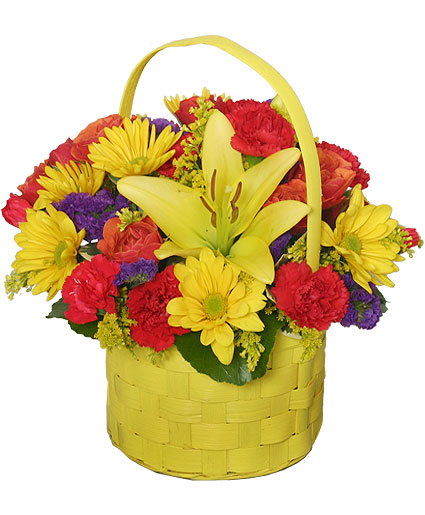 Bright Sunny   Basket Flower Bouquet